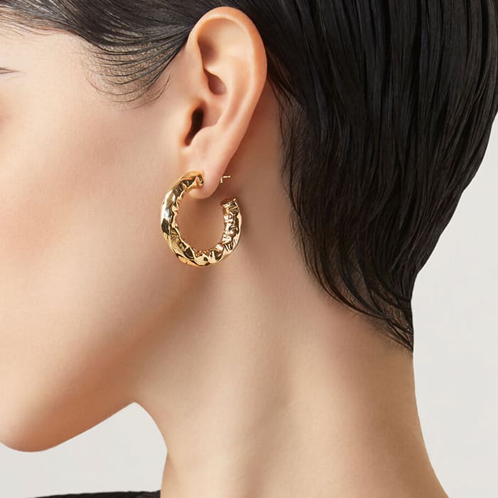Ohrringe Stone Klein –  Kreolen aus Silber 925 vergoldet